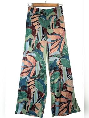 Rachel Zoe Floral Palazzo Wide Leg Pants Size Small Pockets Vacation Leisure